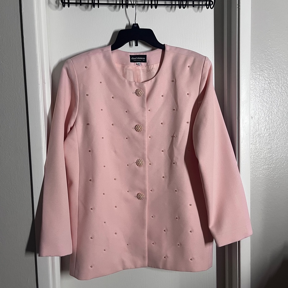 Elegant Lite and Lined Baby Pink Studded Women's Jacket